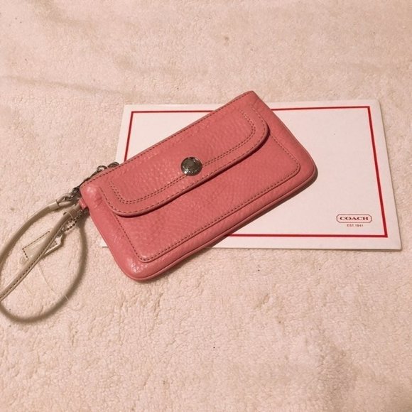 Coach Handbags - Coach Wristlet Pink Leather Wallet Purse